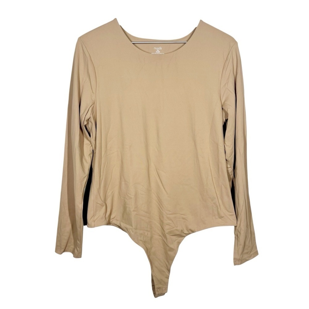 Nuuds Long Sleeve Crewneck Bodysuit in Cinnamon Fitted Double Lined Size XXL
